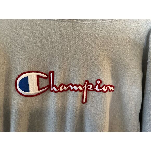 Champion Reverse Weave Logo Script Grey Hoodie - Picture 3 of 6